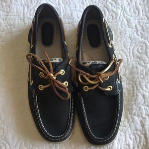 Black & Leopard Leather Sperry Top Slide